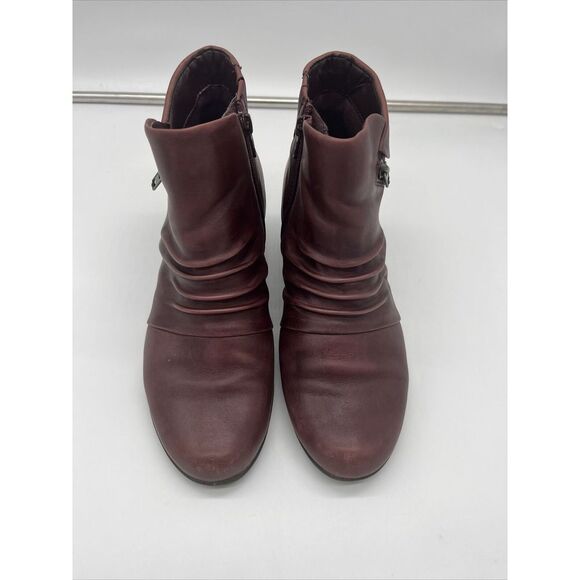 Earth‎ Pegasus Ankle Boot Women's 7B Merlot Red Leather Comfort Side Zip - Picture 2 of 11